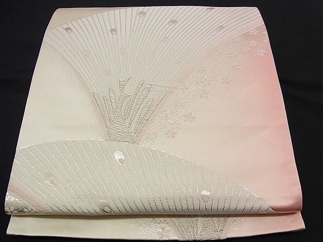 平和屋着物■六通柄袋帯 唐織 孔雀舞花文 銀糸 逸品 n-td0066