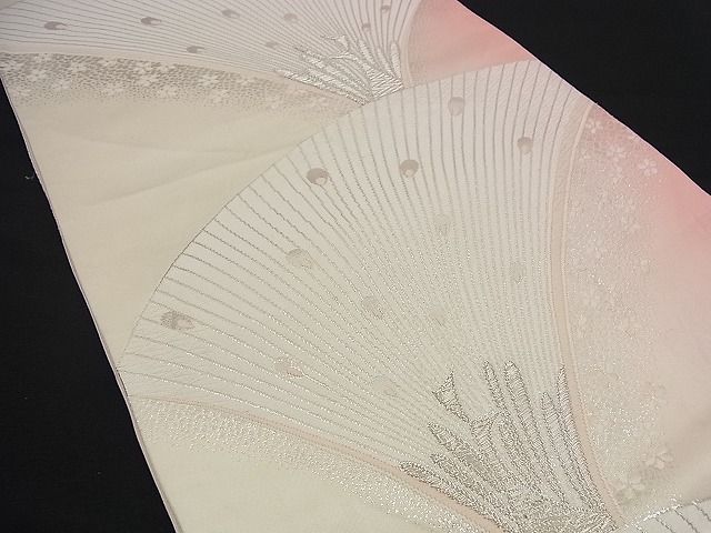 平和屋着物■六通柄袋帯 唐織 孔雀舞花文 銀糸 逸品 n-td0066