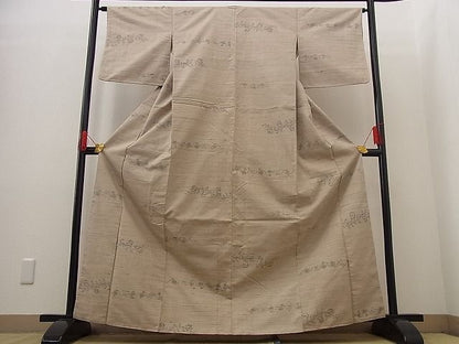 平和屋着物■上質な紬　横段花唐草文　逸品　n-td0366