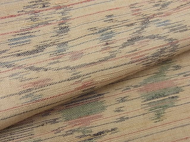 平和屋着物■上質な紬　横段花唐草文　逸品　n-td0366