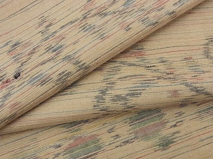 平和屋着物■上質な紬　横段花唐草文　逸品　n-td0366