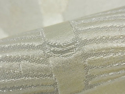 平和屋着物■六通柄袋帯　籬文様　銀糸　逸品　th0857