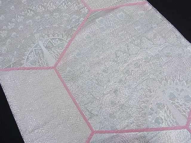 平和屋着物■佐賀錦 六通柄袋帯 唐織 亀甲孔雀文 銀糸 逸品 n-th1552