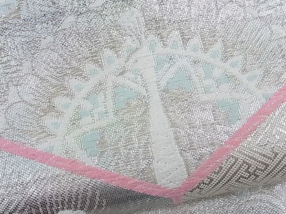 平和屋着物■佐賀錦 六通柄袋帯 唐織 亀甲孔雀文 銀糸 逸品 n-th1552