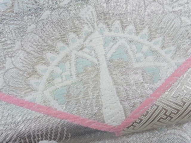 平和屋着物■佐賀錦 六通柄袋帯 唐織 亀甲孔雀文 銀糸 逸品 n-th1552