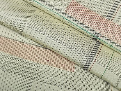 平和屋着物■上質なお召 幾何学文様 逸品 th1578