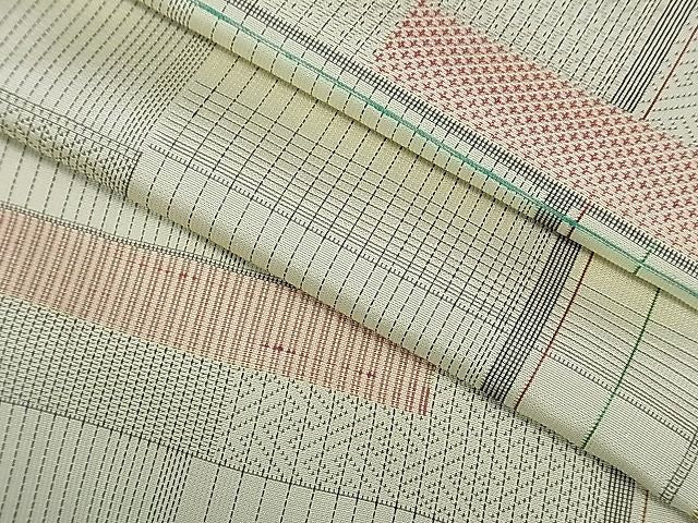 平和屋着物■上質なお召 幾何学文様 逸品 th1578