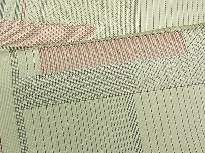 平和屋着物■上質なお召 幾何学文様 逸品 th1578