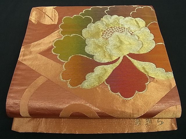 平和屋着物■六通柄袋帯 牡丹 金銀糸 逸品 th2383