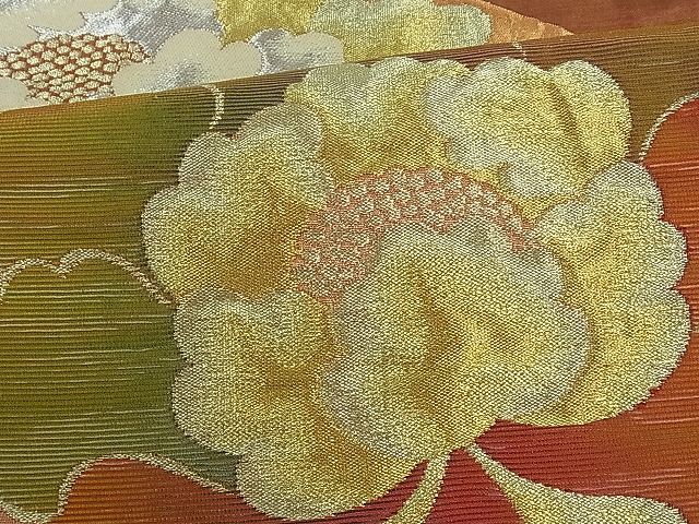 平和屋着物■六通柄袋帯 牡丹 金銀糸 逸品 th2383