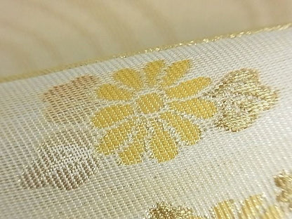 平和屋着物■六通柄袋帯 地紙重ね流水草花文 金糸 逸品 th2507