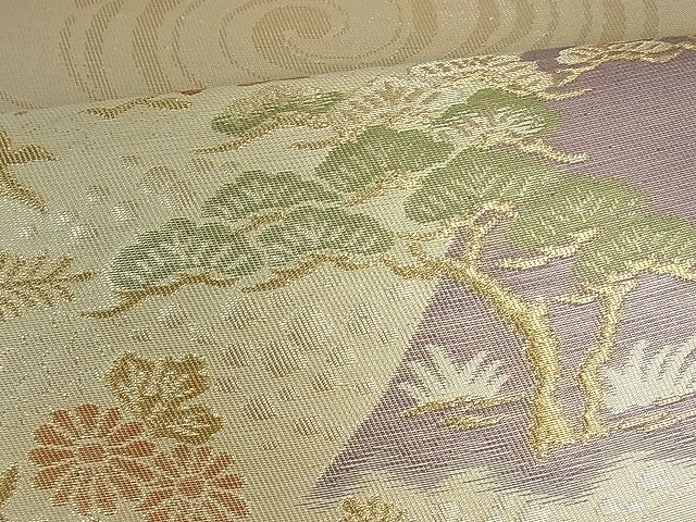平和屋着物■六通柄袋帯 地紙重ね流水草花文 金糸 逸品 th2507