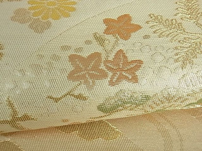 平和屋着物■六通柄袋帯 地紙重ね流水草花文 金糸 逸品 th2507