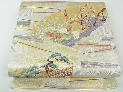 平和屋着物■西陣 六通柄袋帯 唐織 舞扇花宴文 金糸 逸品 th2591