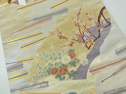 平和屋着物■西陣 六通柄袋帯 唐織 舞扇花宴文 金糸 逸品 th2591