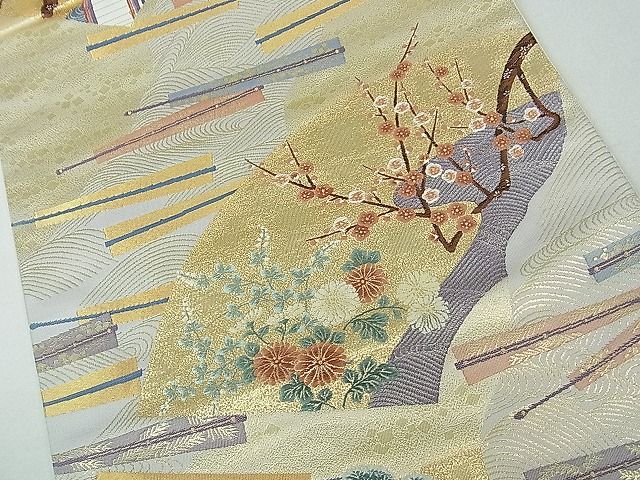 平和屋着物■西陣 六通柄袋帯 唐織 舞扇花宴文 金糸 逸品 th2591