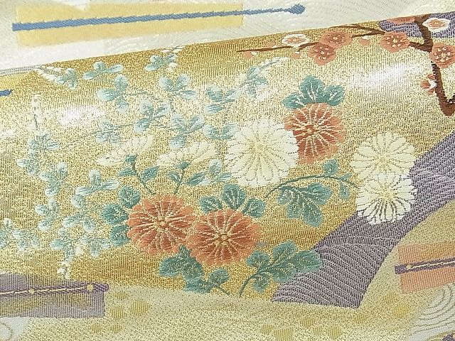 平和屋着物■西陣 六通柄袋帯 唐織 舞扇花宴文 金糸 逸品 th2591