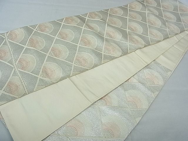 平和屋着物■六通柄袋帯 唐織 菱青海波 銀糸 逸品 th2627