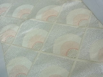 平和屋着物■六通柄袋帯 唐織 菱青海波 銀糸 逸品 th2627