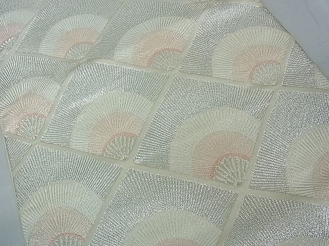 平和屋着物■六通柄袋帯 唐織 菱青海波 銀糸 逸品 th2627