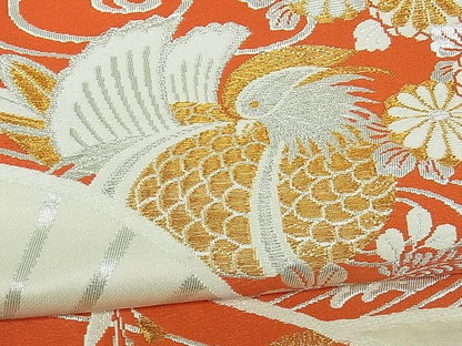 平和屋着物■六通柄袋帯 唐織 扇面流水花鳥文 金銀糸 逸品 th2643