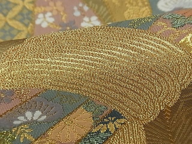 平和屋着物■六通柄袋帯 唐織 綾錦金彩 束ね熨斗吉祥草花文 逸品 th2650
