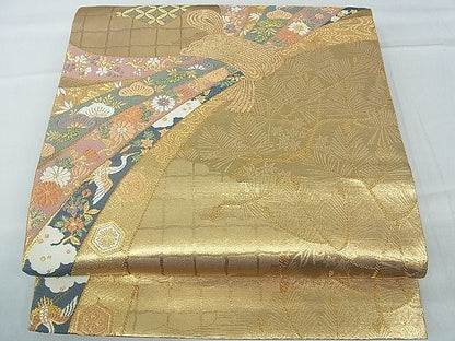 平和屋着物■六通柄袋帯 唐織 綾錦金彩 束ね熨斗吉祥草花文 逸品 th2650