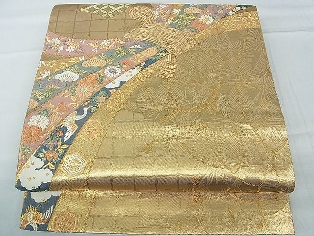 平和屋着物■六通柄袋帯 唐織 綾錦金彩 束ね熨斗吉祥草花文 逸品 th2650