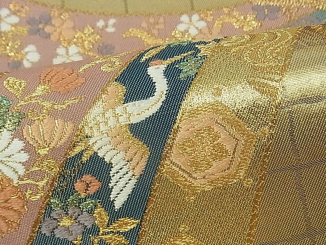 平和屋着物■六通柄袋帯 唐織 綾錦金彩 束ね熨斗吉祥草花文 逸品 th2650