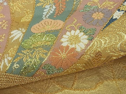 平和屋着物■六通柄袋帯 唐織 綾錦金彩 束ね熨斗吉祥草花文 逸品 th2650