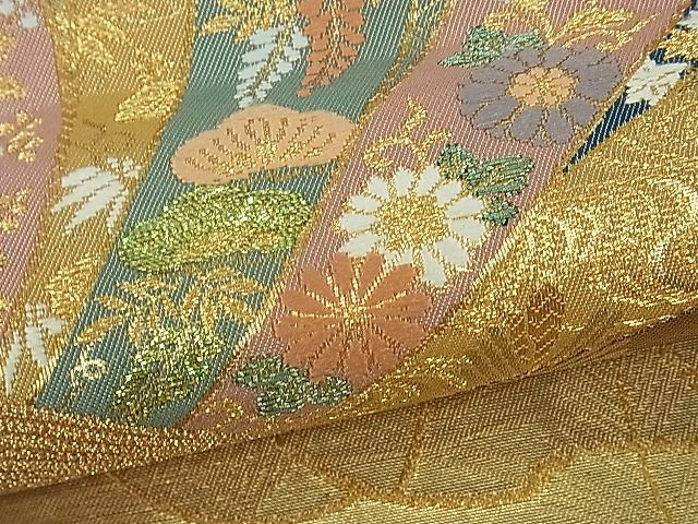 平和屋着物■六通柄袋帯 唐織 綾錦金彩 束ね熨斗吉祥草花文 逸品 th2650