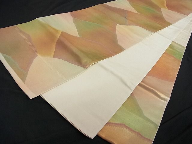 平和屋着物■六通柄袋帯 切嵌霞文 引箔 正絹 逸品 A-tn1135