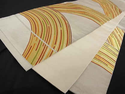 平和屋着物■六通柄袋帯 唐織 流水文 金銀糸 正絹 逸品 A-tn1617