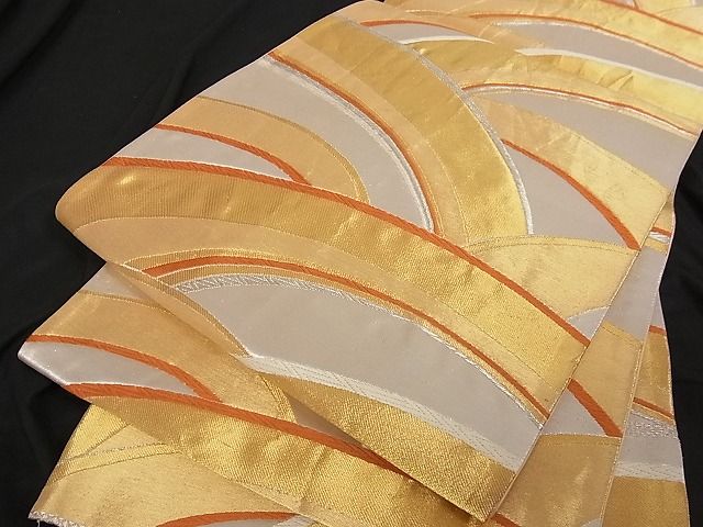 平和屋着物■六通柄袋帯 唐織 流水文 金銀糸 正絹 逸品 A-tn2173