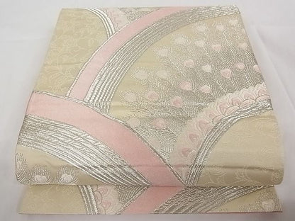 平和屋着物■六通柄袋帯 孔雀羽文 正絹 逸品 A-tn2249