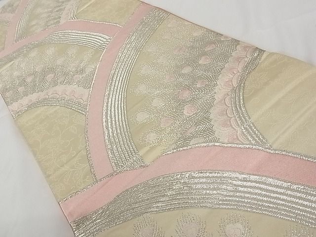 平和屋着物■六通柄袋帯 孔雀羽文 正絹 逸品 A-tn2249