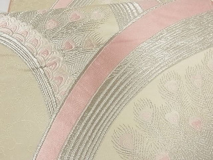 平和屋着物■六通柄袋帯 孔雀羽文 正絹 逸品 A-tn2249