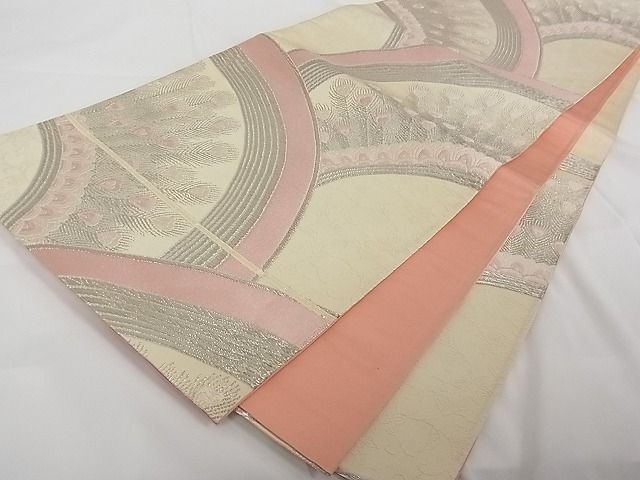平和屋着物■六通柄袋帯 孔雀羽文 正絹 逸品 A-tn2249