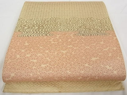平和屋着物■六通柄袋帯 流水花文 正絹 逸品 A-tn2277