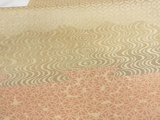 平和屋着物■六通柄袋帯 流水花文 正絹 逸品 A-tn2277