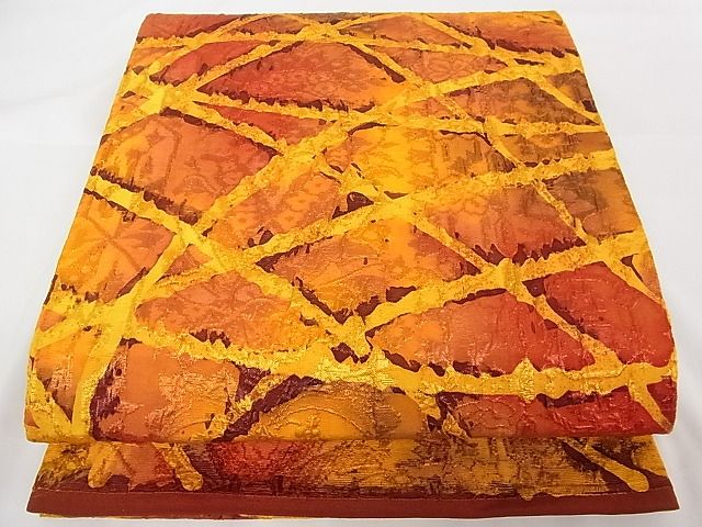 平和屋着物■六通柄袋帯 幾何学文様 正絹 逸品 A-tn2308