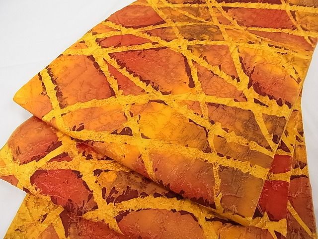 平和屋着物■六通柄袋帯 幾何学文様 正絹 逸品 A-tn2308