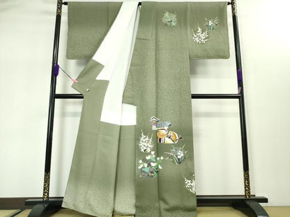平和屋本店■極上　人間国宝　羽田登喜男　TOKIOetTOKI　訪問着　鴛鴦　金銀彩　逸品　未使用　DZAA2969kh5 - 平和屋