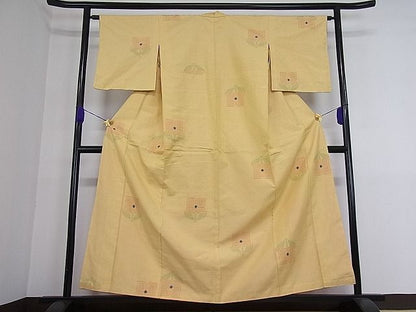 平和屋着物■上質な紬 80亀甲 草花文 逸品 ua2308