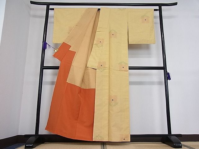 平和屋着物■上質な紬 80亀甲 草花文 逸品 ua2308