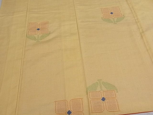 平和屋着物■上質な紬 80亀甲 草花文 逸品 ua2308