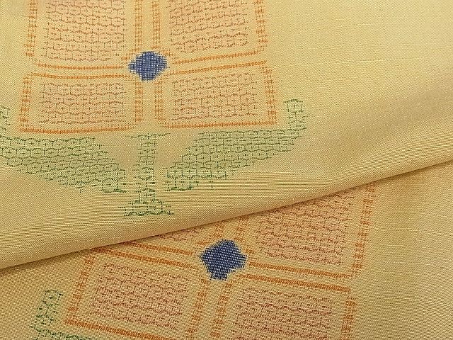 平和屋着物■上質な紬 80亀甲 草花文 逸品 ua2308