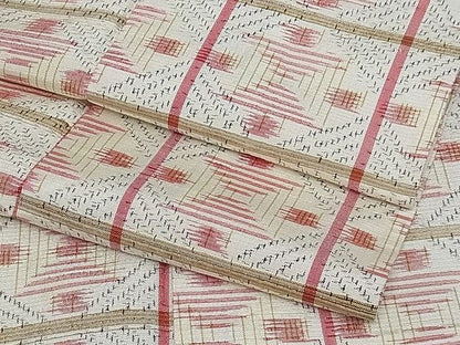 平和屋着物■上質な紬 格子吉祥文 逸品 ua4097