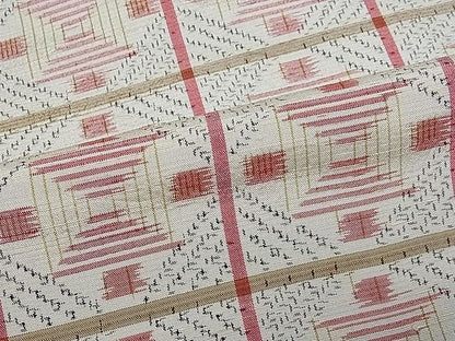 平和屋着物■上質な紬 格子吉祥文 逸品 ua4097