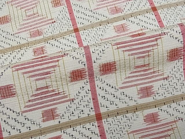 平和屋着物■上質な紬 格子吉祥文 逸品 ua4097